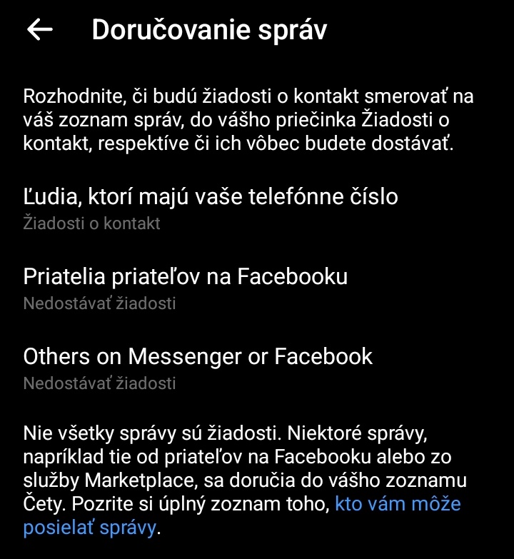 messenger dorucovanie sprav