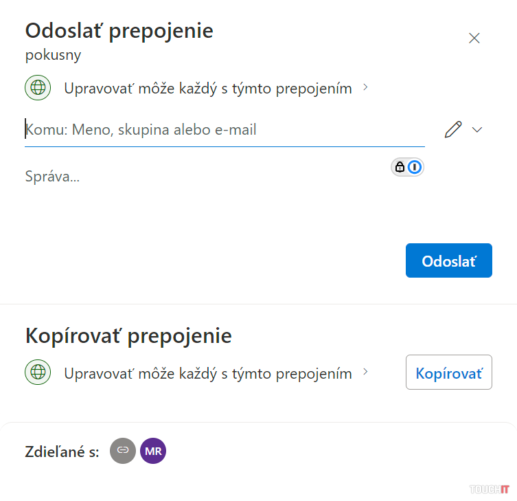 onedrive zdielanie bez hesla